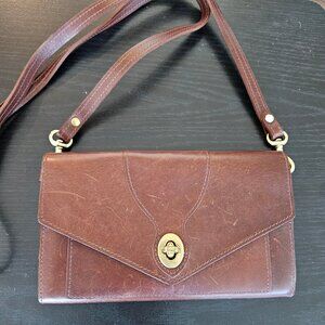 J.W. Hulme Brown Leather Crossbody Purse | Made in USA